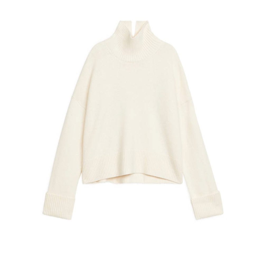 Ivory High-Neck Wool Jumper/Sweater in 100% Wool NWT